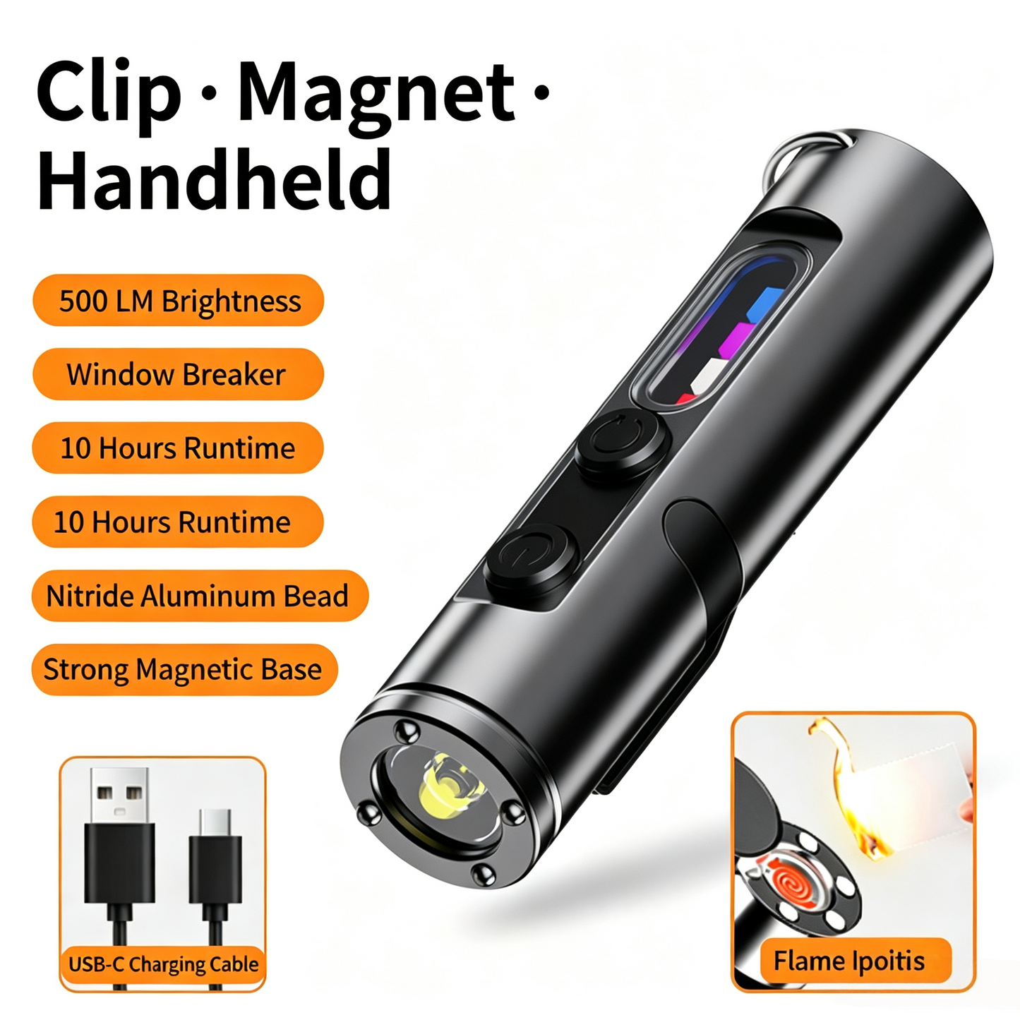 💡 K2 Mini EDC Keychain Flashlight | 500 Lumens USB-C Rechargeable Survival Light