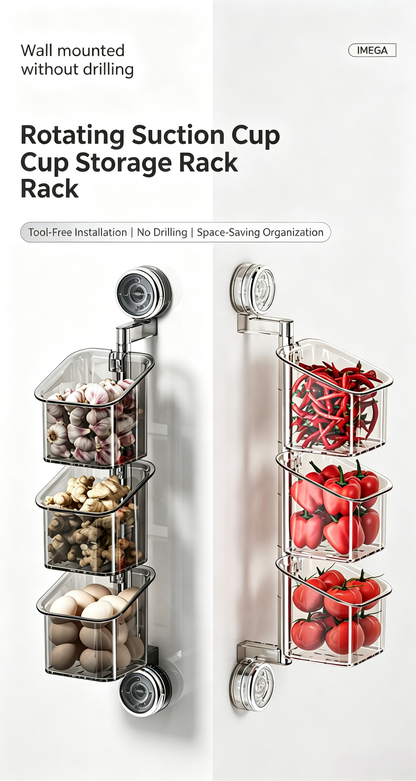 ✨ No-Drill Suction Rotating Storage Rack