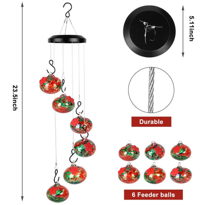 Charming Wind Chimes Hummingbird feeders for Outdoors Hanging ant and bee Proof,Never Leak,Perfect Garden Decor for Outside