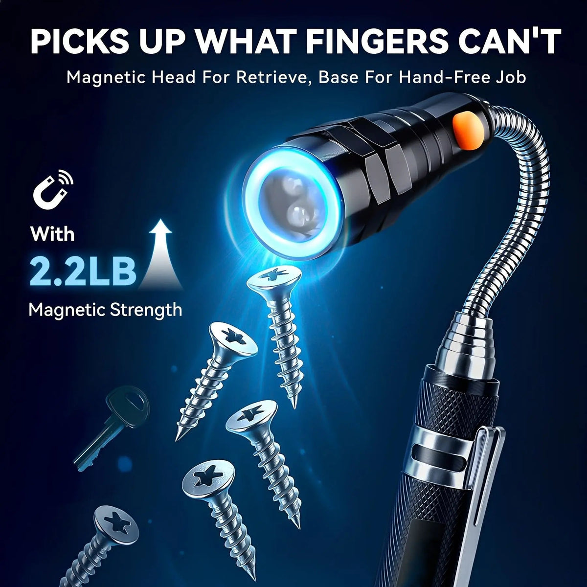 Extendable Magnetic Pickup Tools - Telescoping Magnet with LED Flashlight