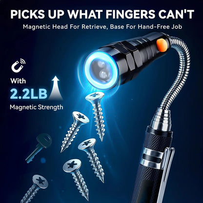 Extendable Magnetic Pickup Tools - Telescoping Magnet with LED Flashlight