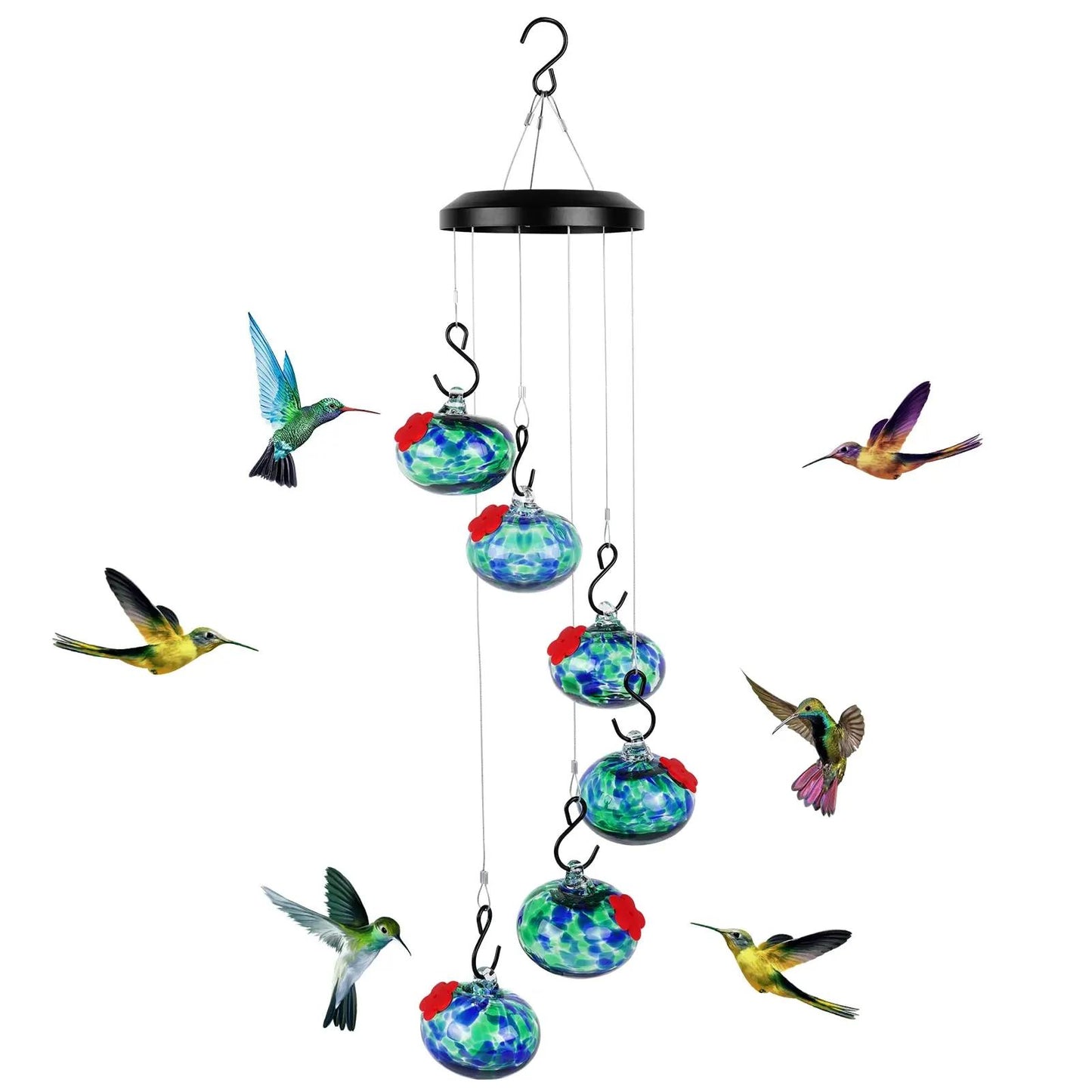 Charming Wind Chimes Hummingbird feeders for Outdoors Hanging ant and bee Proof,Never Leak,Perfect Garden Decor for Outside