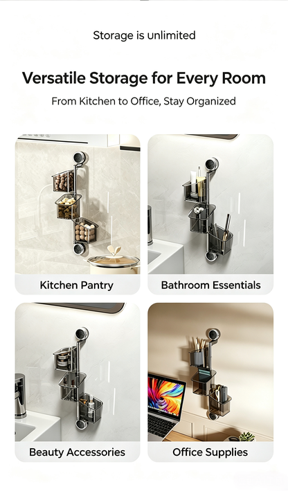 ✨ No-Drill Suction Rotating Storage Rack