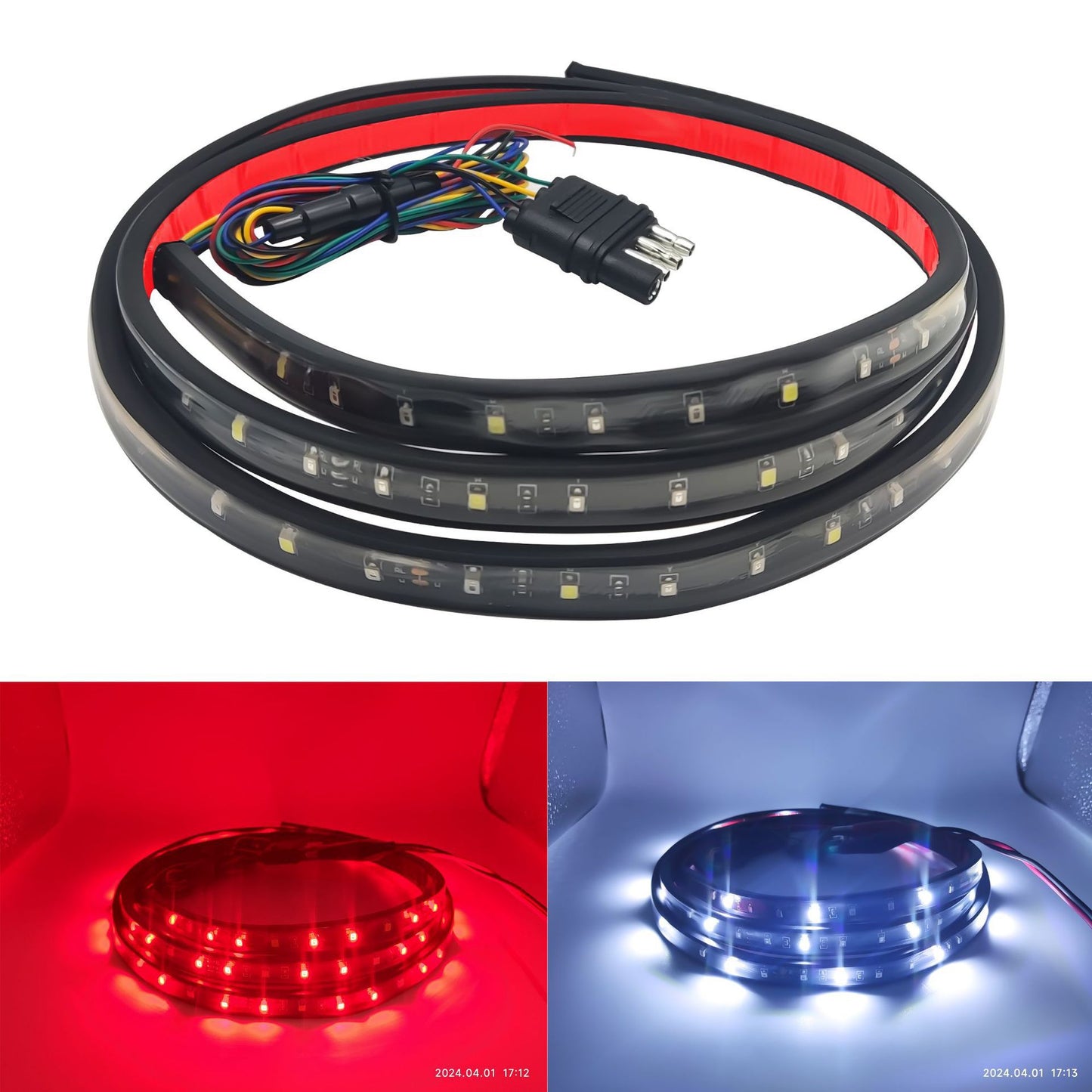 🚛 Upgraded 60 Inch Triple Row LED Tailgate Light Bar | Sequential Brake Reverse Turn Signal, Waterproof Plug & Play for Trucks & SUVs