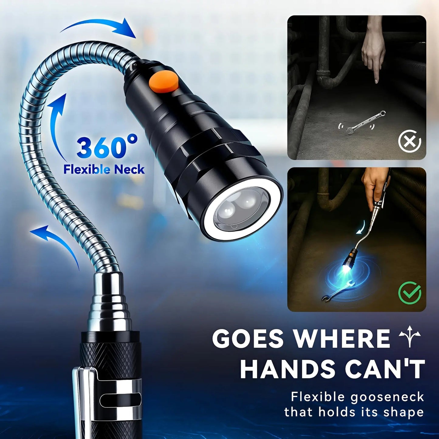 Extendable Magnetic Pickup Tools - Telescoping Magnet with LED Flashlight
