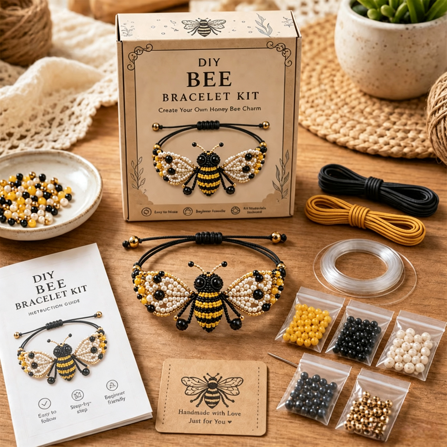 🐾 Premium Cute Animal DIY Beaded Bracelet Kit, Step-by-Step Handmade Jewelry Craft Set, Beginner Friendly DIY Gift for Teens, Kids & Animal Lovers for Birthday Holiday Presents