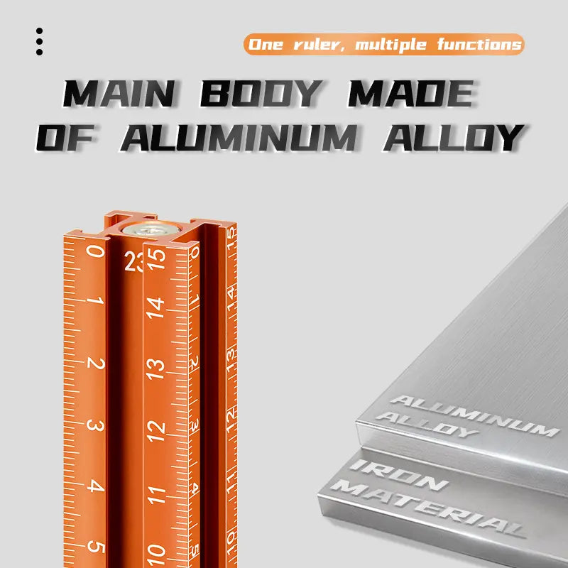 Magnetic 4‑Sided Aluminum Alloy Precision Ruler, Inch/cm Scale, Tile Height Gauge for Woodworking Construction DIY