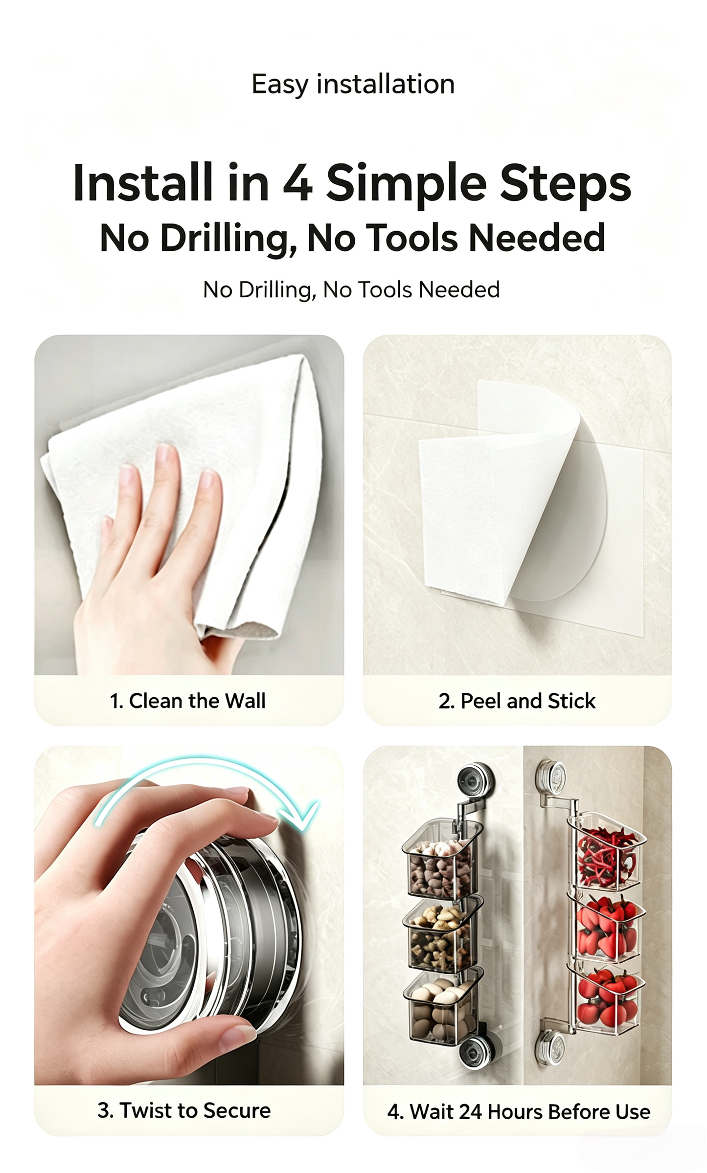 ✨ No-Drill Suction Rotating Storage Rack