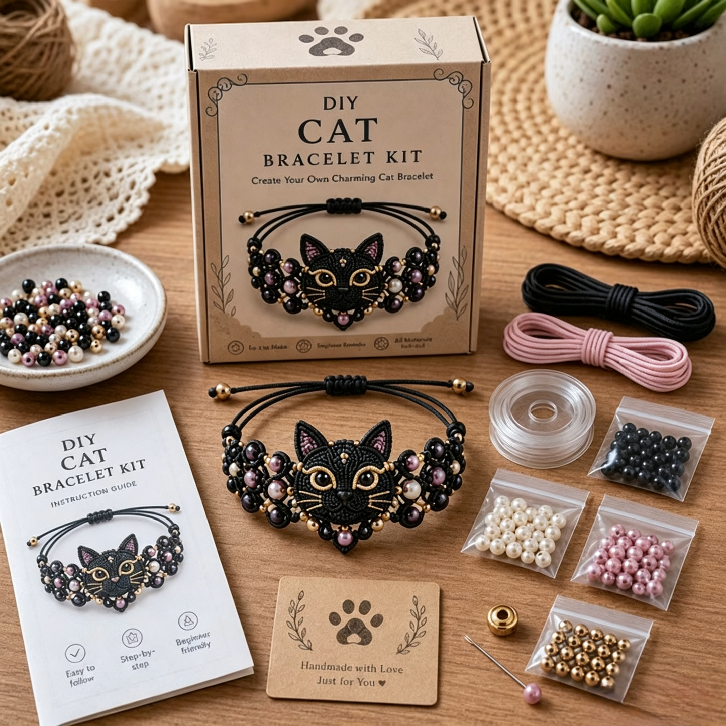 🐾 Premium Cute Animal DIY Beaded Bracelet Kit, Step-by-Step Handmade Jewelry Craft Set, Beginner Friendly DIY Gift for Teens, Kids & Animal Lovers for Birthday Holiday Presents