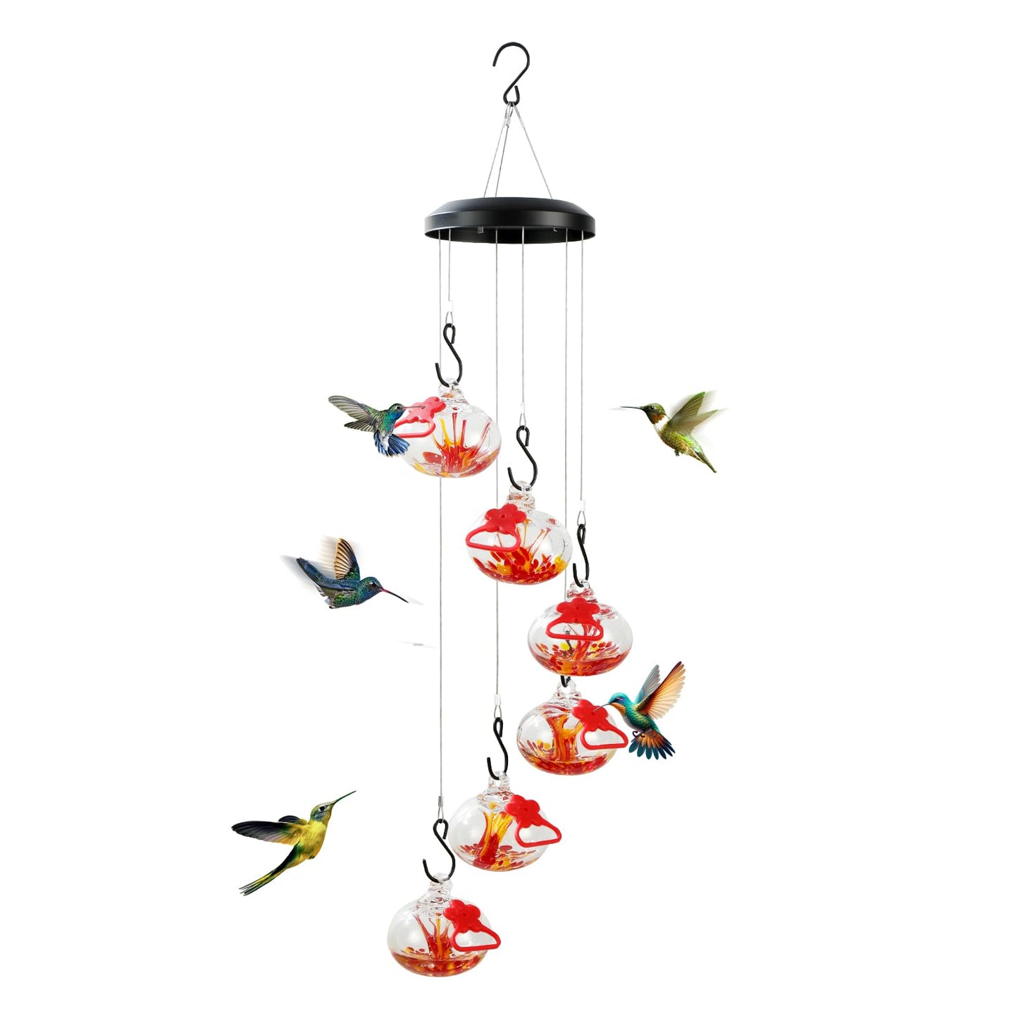 Charming Wind Chimes Hummingbird feeders for Outdoors Hanging ant and bee Proof,Never Leak,Perfect Garden Decor for Outside