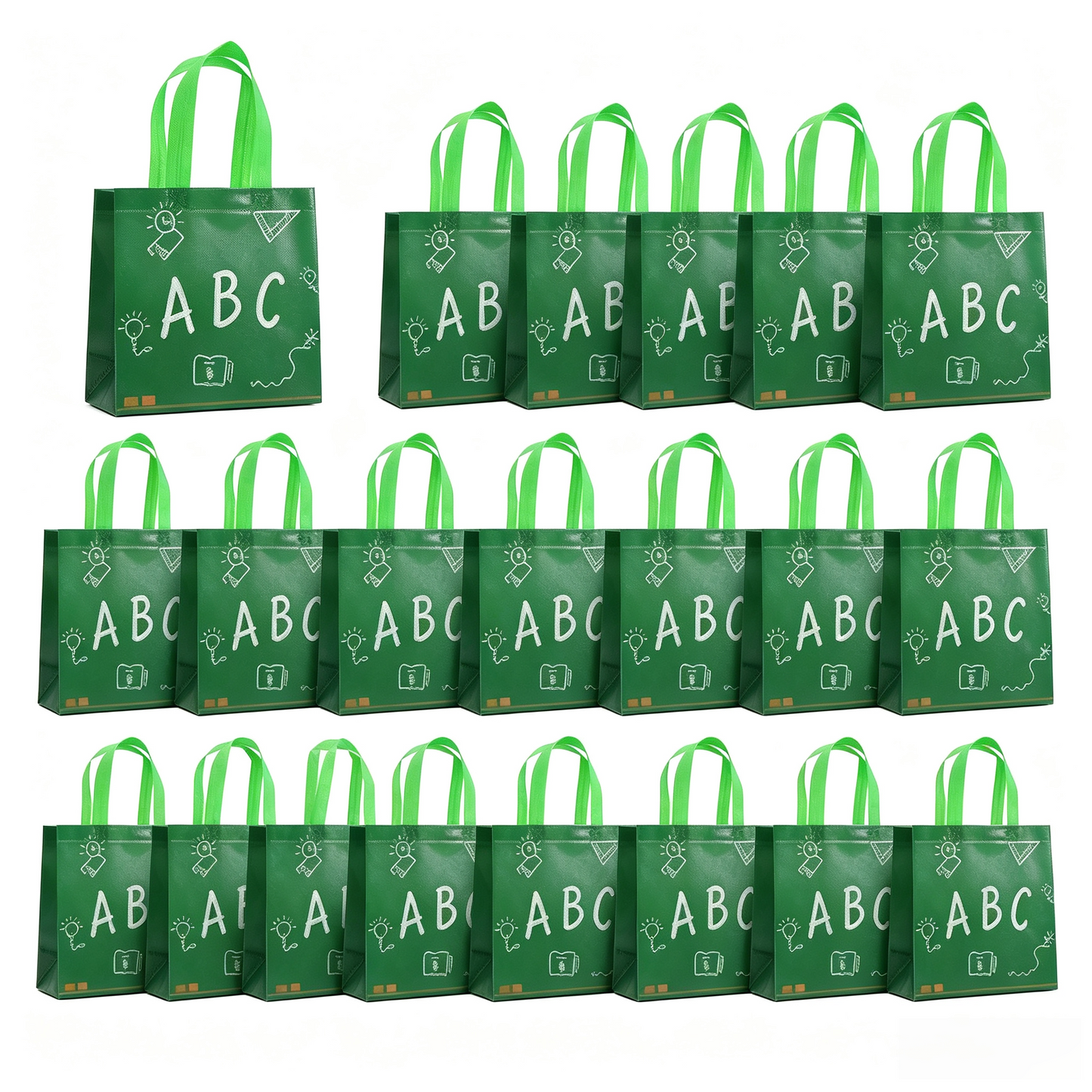 12/24/36 Pcs Back to School Gift Bags Pencil Goodie Bags Non Woven Crayon Handbags Party Favors Bag for Student Teacher,Birthday Thanksgiving Welcome First Day of School Kindergarten Party Gift,Classroom Gift Exchange