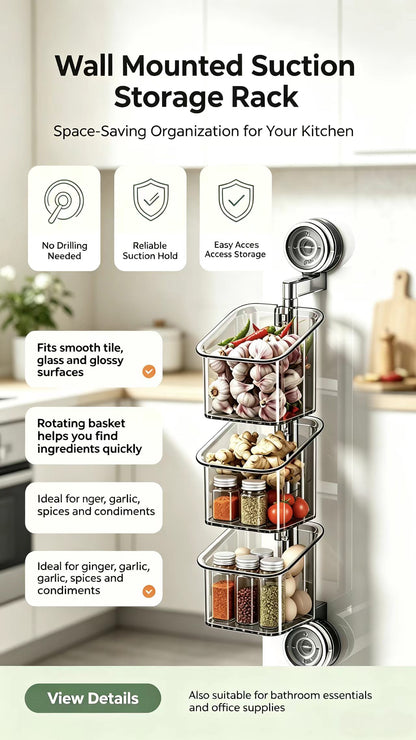 ✨ No-Drill Suction Rotating Storage Rack