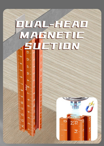 Magnetic 4‑Sided Aluminum Alloy Precision Ruler, Inch/cm Scale, Tile Height Gauge for Woodworking Construction DIY