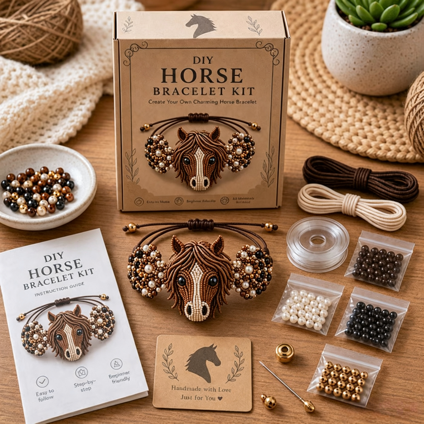 🐾 Premium Cute Animal DIY Beaded Bracelet Kit, Step-by-Step Handmade Jewelry Craft Set, Beginner Friendly DIY Gift for Teens, Kids & Animal Lovers for Birthday Holiday Presents