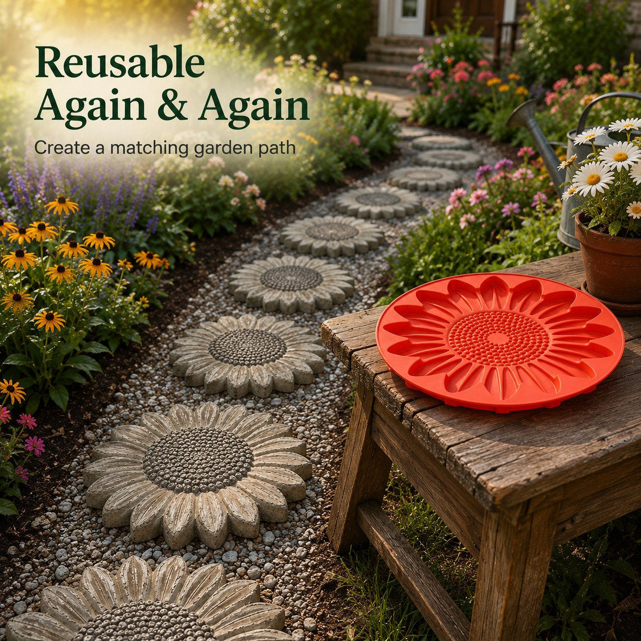 💥 LAST DAY 49% OFF - 🌻 Reusable Sunflower Stepping Stone Mold