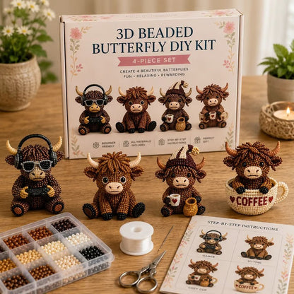🧶 3D Beaded Figurine DIY Kit | 4-Piece Themed Craft Box | Ready-to-Gift Craft Set