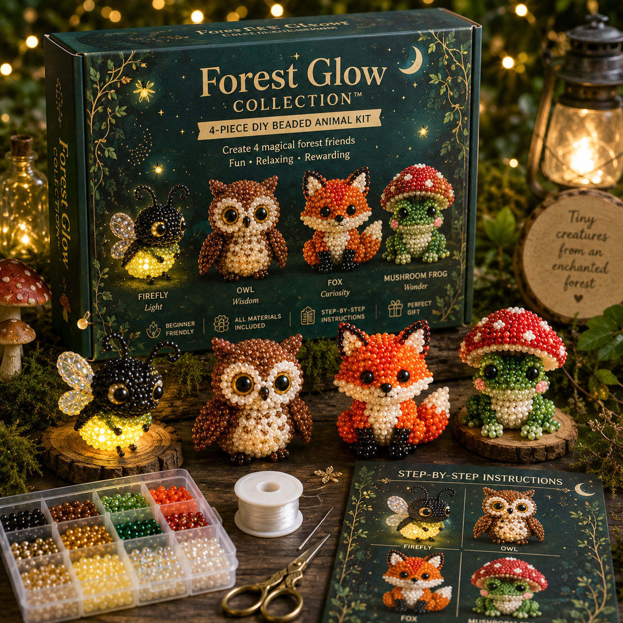 🧶 3D Beaded Figurine DIY Kit | 4-Piece Themed Craft Box | Ready-to-Gift Craft Set