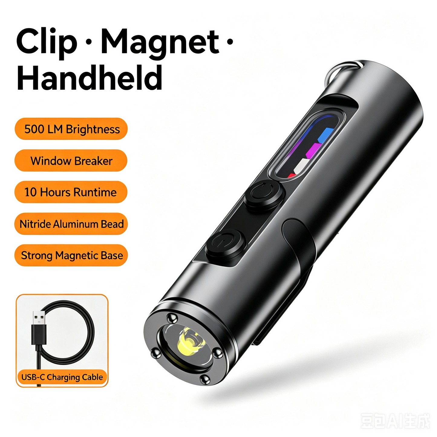 💡 K2 Mini EDC Keychain Flashlight | 500 Lumens USB-C Rechargeable Survival Light