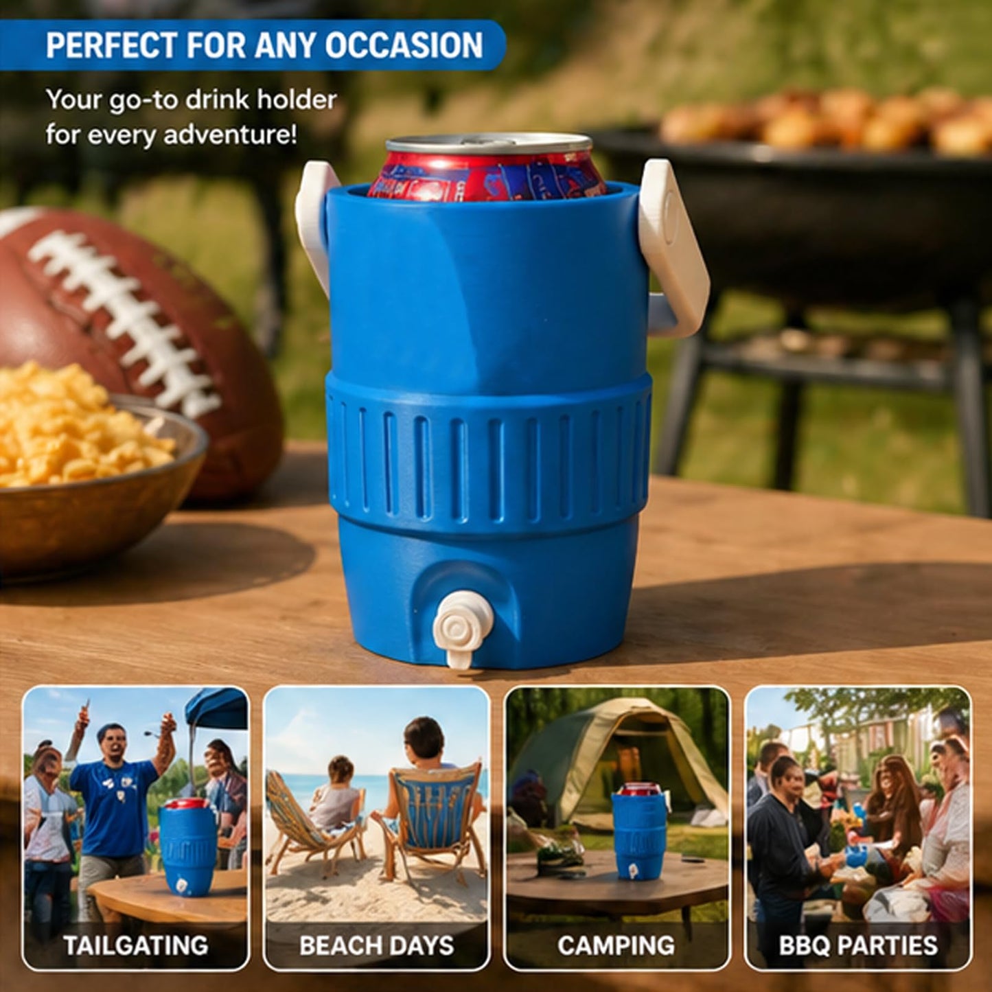 12 oz Can Cooler Holder with Handle, Lid, Straw Hole and Bottle Opener, Portable Beverage Can Sleeve for Soda, Seltzer, Beer, Parties and Outdoor Use