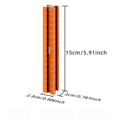 Magnetic 4‑Sided Aluminum Alloy Precision Ruler, Inch/cm Scale, Tile Height Gauge for Woodworking Construction DIY