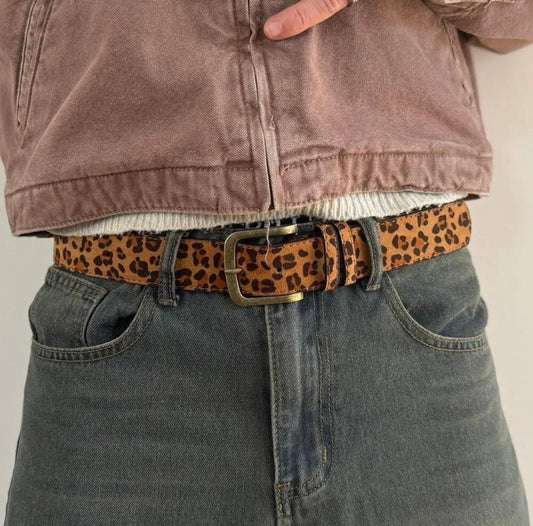 Vintage Leopard Print Unisex Belt | Y2K Streetwear Adjustable Waist Belt For Jeans & Coat
