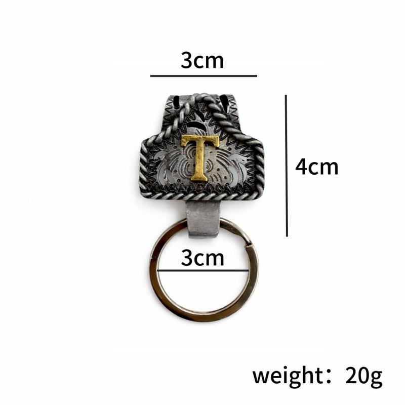 Handmade Cow Tag Belt Key Holder with Copper Initial