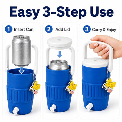 12 oz Can Cooler Holder with Handle, Lid, Straw Hole and Bottle Opener, Portable Beverage Can Sleeve for Soda, Seltzer, Beer, Parties and Outdoor Use