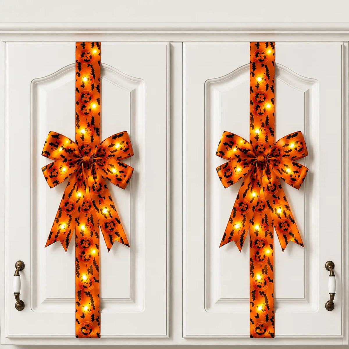 Holiday Halloween Cabinet Door Fringe Lime Red Large Bow Wreath 79 x 2.4 Inches Polyester Fiber AAA Batteries  Festive Home Decoration