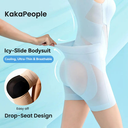 Muinox Icy-Slide Bodysuit, Tummy Control Butt Lifter Faja Shapewear, Ultra Thin Breathable Cooling Seamless Bra Free Body Shaper for Summer