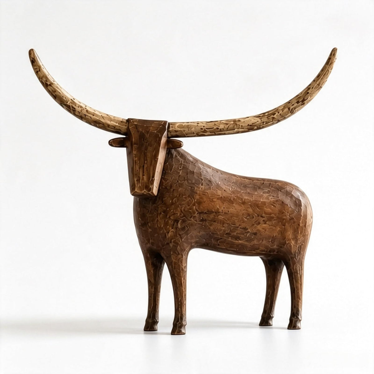 Vintage Longhorn Bull Sculpture – Rustic Western Farmhouse Home Decor