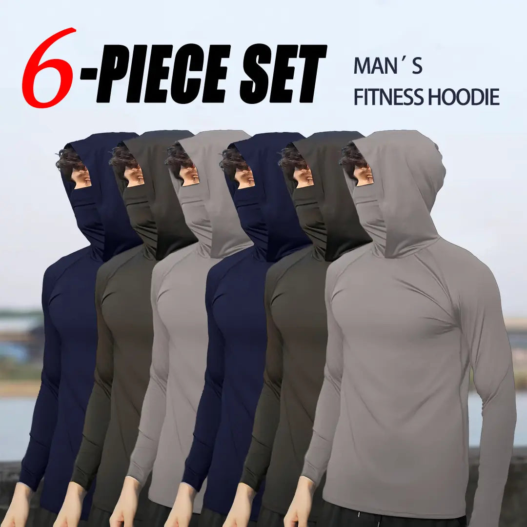 MUINOX 6‑Piece Men’s Casual Hoodie Pullover Set 🌤️ Slim‑Fit Long Sleeve, Lightweight Soft Breathable Tops, Machine‑Washable Multi‑Occasion Menswear