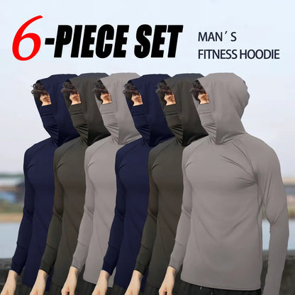 MUINOX 6‑Piece Men’s Casual Hoodie Pullover Set 🌤️ Slim‑Fit Long Sleeve, Lightweight Soft Breathable Tops, Machine‑Washable Multi‑Occasion Menswear