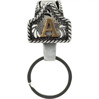 Personalized Cow Tag Keychain – Western Belt & Key Holder with Initial