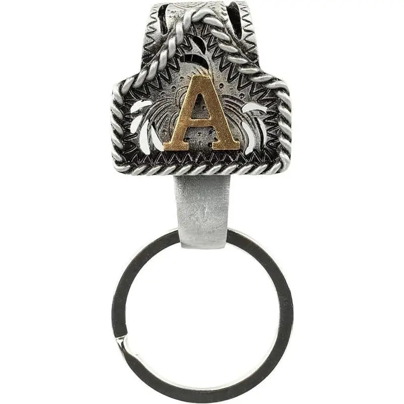 Personalized Cow Tag Keychain – Western Belt & Key Holder with Initial