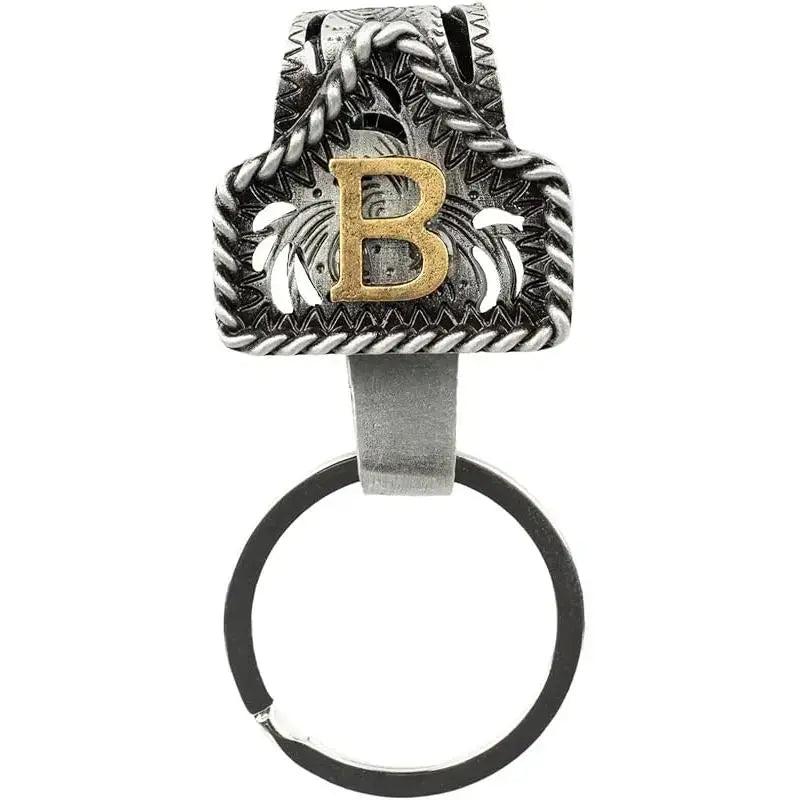 Personalized Cow Tag Keychain – Western Belt & Key Holder with Initial
