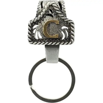 Personalized Cow Tag Keychain – Western Belt & Key Holder with Initial