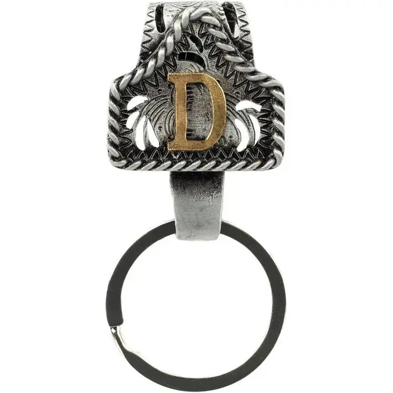 Personalized Cow Tag Keychain – Western Belt & Key Holder with Initial