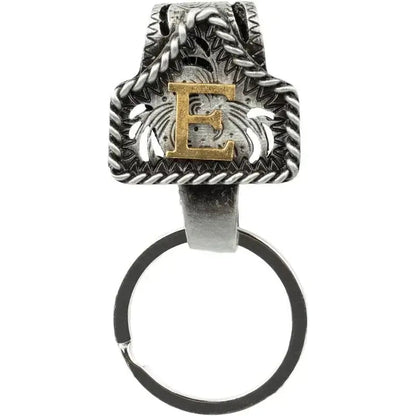 Personalized Cow Tag Keychain – Western Belt & Key Holder with Initial
