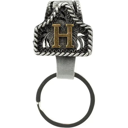 Personalized Cow Tag Keychain – Western Belt & Key Holder with Initial