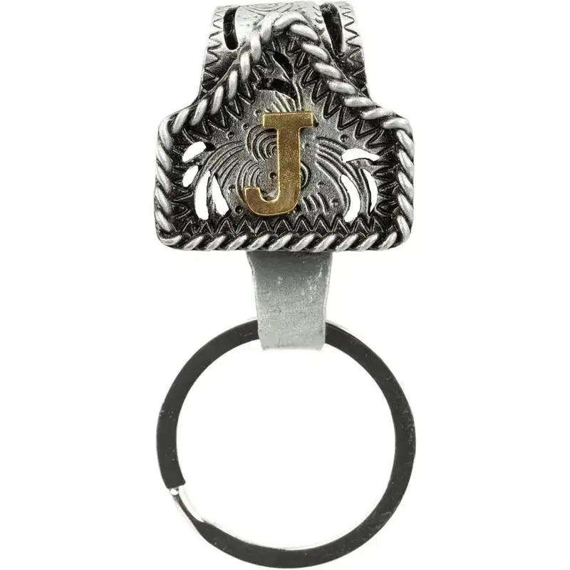 Personalized Cow Tag Keychain – Western Belt & Key Holder with Initial