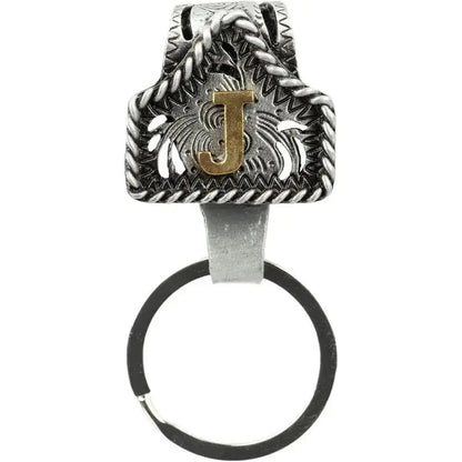 Personalized Cow Tag Keychain – Western Belt & Key Holder with Initial
