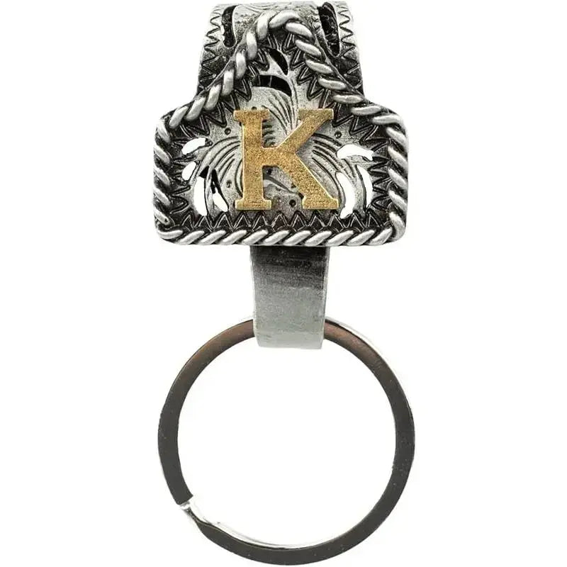 Personalized Cow Tag Keychain – Western Belt & Key Holder with Initial