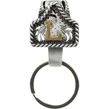 Personalized Cow Tag Keychain – Western Belt & Key Holder with Initial