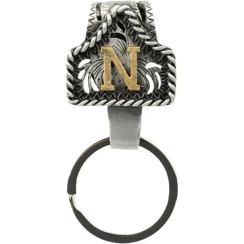 Personalized Cow Tag Keychain – Western Belt & Key Holder with Initial