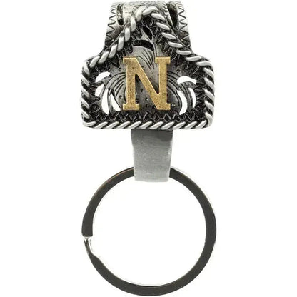 Personalized Cow Tag Keychain – Western Belt & Key Holder with Initial