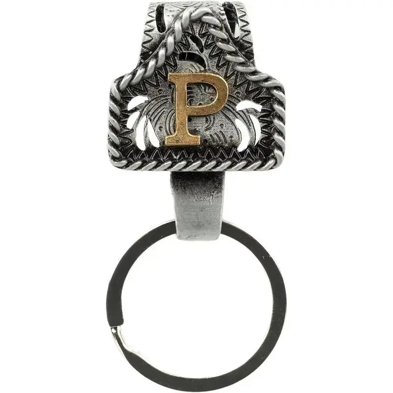 Personalized Cow Tag Keychain – Western Belt & Key Holder with Initial