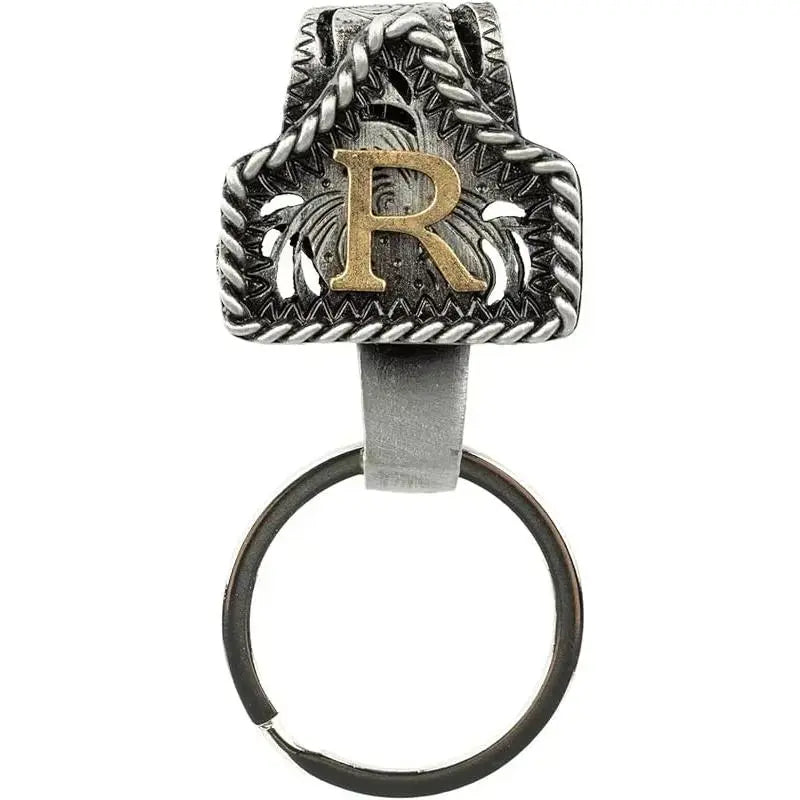 Personalized Cow Tag Keychain – Western Belt & Key Holder with Initial