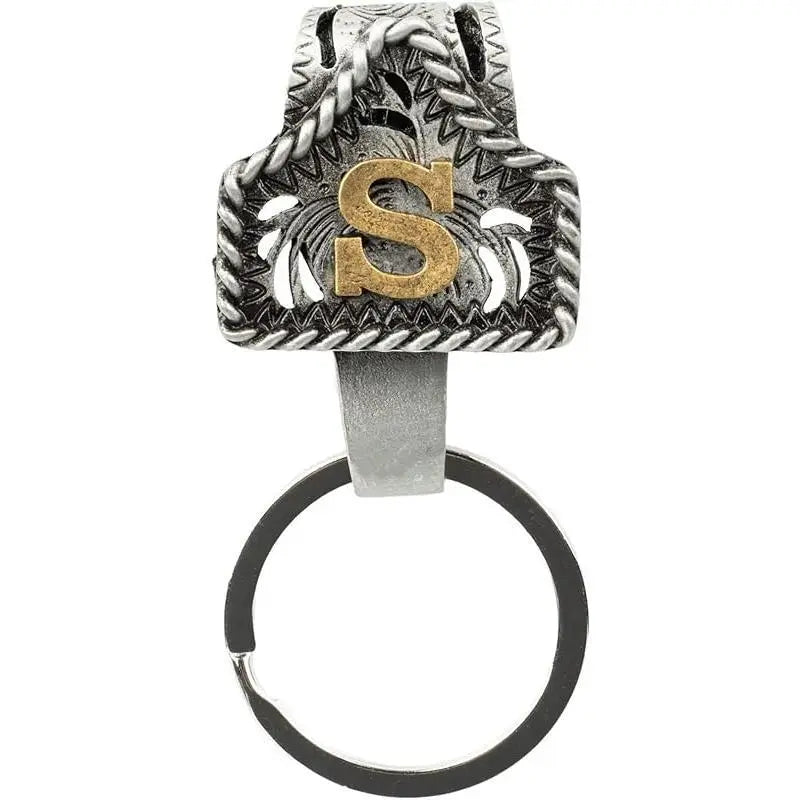 Personalized Cow Tag Keychain – Western Belt & Key Holder with Initial