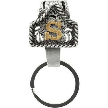 Personalized Cow Tag Keychain – Western Belt & Key Holder with Initial