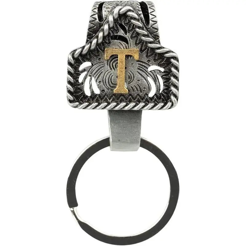 Personalized Cow Tag Keychain – Western Belt & Key Holder with Initial